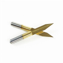 50 Stücke 30 Grad 0,1 mm Spitze Titanbeschichtete Hartmetall Leiterplatte mit Flachem Boden Gravurbits V-Förmiges CNC Fräser Schneidwerkzeug