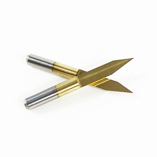50Pcs 30 Degree 0.1mm Tip Titanium Coated Flat Bottom Carbide PCB Engraving Bits V-Shape CNC Router Cutter Cutting Tool