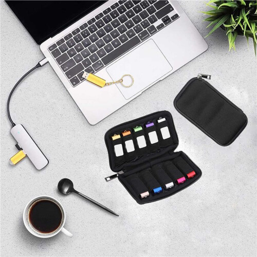2X Flash Drive Storage Case - Dustproof Organizer Box for Thumb Drives and Electronic Accessories, Compact,A 2