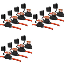 10 Gauge-Sicherungshalter - 10 AWG Inline-Sicherungshalter mit 40 Ampere ATC-Flachsicherungen (12er-Pack) Kfz-Nachrüst-Sicherungshalter