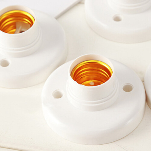 100Pcs E27 Plastic Screw Lamp Holder Round Lamp Holder Bulb Socket Holder Adapter 1