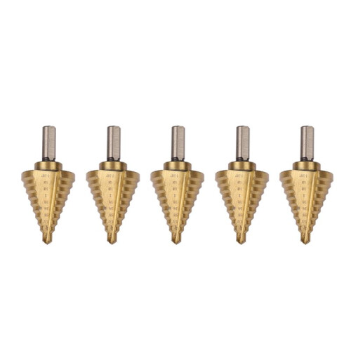 5X Step Drill Cone Drill Bits, High Speed Steel 10 Steps 1/4 to 1-3/8 Inch