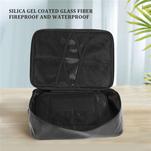 2X Document Bag with Lock, Fireproof 3-Layer Document Storage Box with Waterproof Zipper,Used for Laptops, Documents B 2