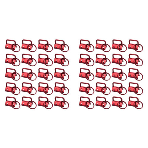 40PCS Key Fob Hardware with Keychain Rings for Bag Webbing,Red