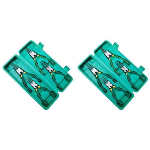8X Conjunto de Alicate de Anel de 7 Polegadas Externo Interno Staight Alicate Dobrado Ferramenta Multifuncional de Remoção de Anel de Pressão de