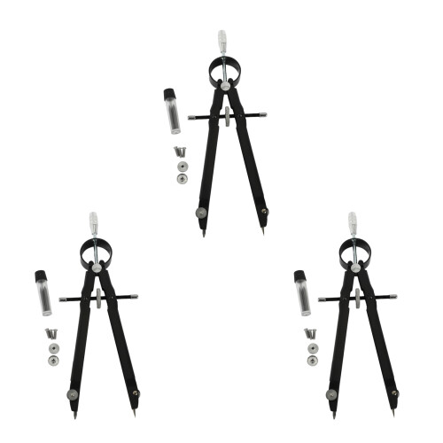 3X Professional Compass, Compass Geometry Set with Lock, Math and Precision Compass, Metal and Durable for Solid (Black) 1