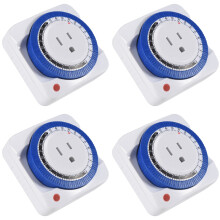 4X 24 Hour Timer Socket Mechanical Program Timer Socket 125v Wall Outlet Protector Saveing(US Plug)