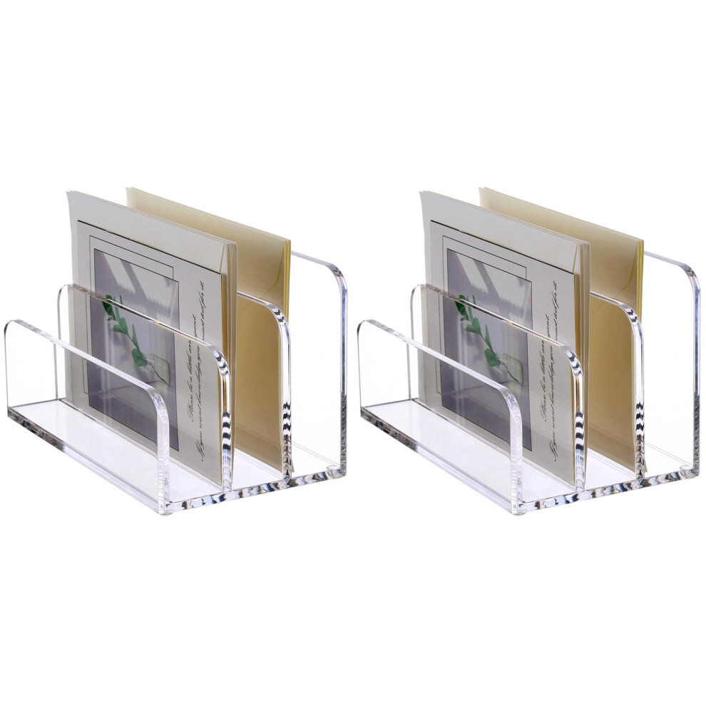 2X 3 Compartments Mail Organizer Letter Holder For Desk ,Vertical Letter Holder,File Sorter Acrylic Desk Organizer 6032451630226
