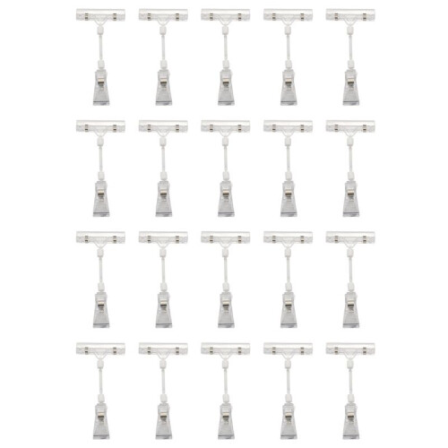 20pcs 6.5 inch Height Transparent Plastic Double Clips Adjustable  Sign Card Display Holder
