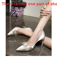 (Apricot,36)Ladies Satin Pointed High Heels With Low Cut Design And Slipon Closure For Autumn And Spring