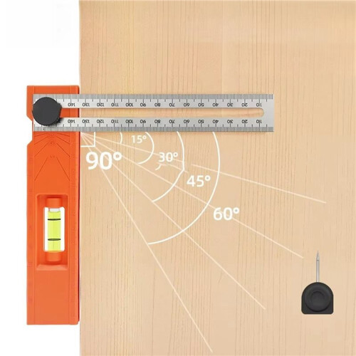 2X Foldable Depth Measuring Ruler Woodworking Multi-Angle Marking Ruler Adjustable Positioning Scribing Protractor Tools 2