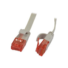Patchkabel RJ45, CAT6 250Mhz, 0.5m grau, UTP(U/UTP), PVC, Flach, Synergy 21,