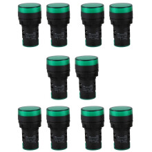10 Pcs AC220V Green LED Power Indicator Signal Light Lamp 22mm Dia