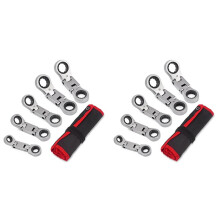 Stubby Wrenches Set, Flex- Ratcheting Wrench Set Double Box End Ratchet Wrench Metric 8-19mm 10 Pieces