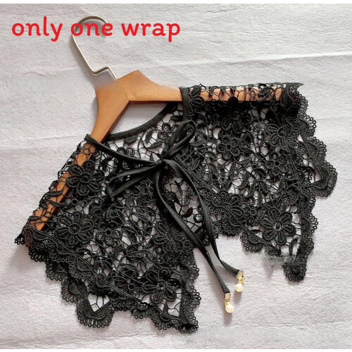 (Black Strap)Womens Versatile Lace Shoulder Neck Accessory With Embellished Pattern Floral