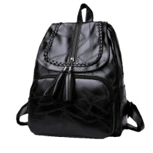 Casual Female Pu Backpack With Tassel Accents And Interior Pocket For Daily Use