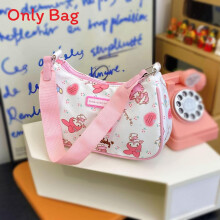 (Style 1)Hello Kitty Cartoon Print Nylon Small Purse With Zipper Closure For Daily Use