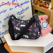 (Style 3)Hello Kitty Cartoon Print Nylon Small Purse With Zipper Closure For Daily Use