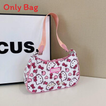 (Style 5)Hello Kitty Cartoon Print Nylon Small Purse With Zipper Closure For Daily Use