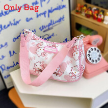(Style 4)Hello Kitty Cartoon Print Nylon Small Purse With Zipper Closure For Daily Use