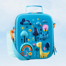 (Blue Forest)Childrens Eva Water Bottle Bag With Cartoon Animal Prints For School Use