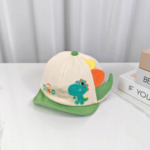 (Green)Dino Toddler Sunhat With Embroidery And Short Brim For Baby Outdoor Activities