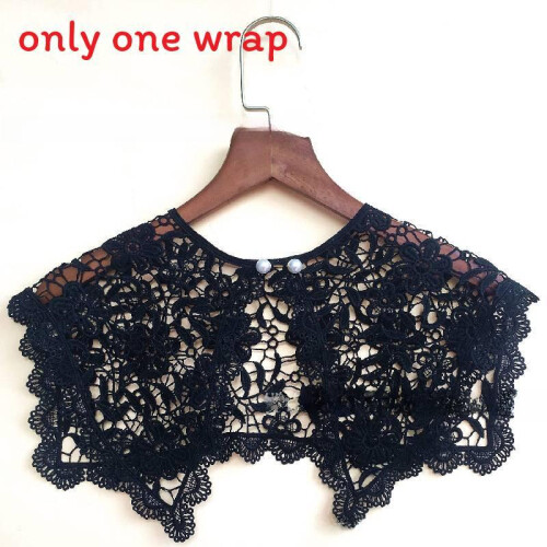 (Black)Womens Versatile Lace Shoulder Neck Accessory With Embellished Pattern Floral
