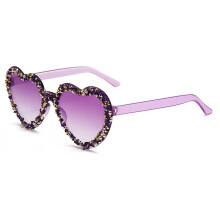 (DualColor)Handmade Rhinestone Heartshaped Jelly Sunglasses With Uv385 For Vacation And Casual Wear