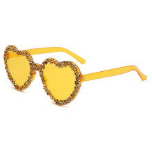 (DeepYellow)Óculos de sol feito à mão com strass em forma de coração geléia com Uv385 para férias e uso casual
