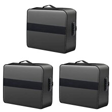 3X Document Bag with Lock - Fireproof Moisture Proof 3-Layer 15X11 Inch Important Document Organizer (Black)