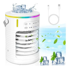BRILLSTEN Ventilatore portatile per aria condizionata da 600 ml con USB — Ventilatore silenzioso a 3 velocità, umidificatore e purifica