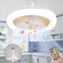 Lampadario a soffitto con ventilatore, attacco E27, ventilatore a soffitto silenzioso con luce e telecomando (giallo)