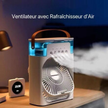 3-v-1 mini ventilátor - biely - USB - tichý - 3 rýchlosti - LED