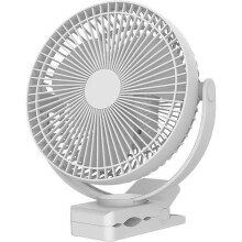 20 cm prenosný ventilátor s klipom, 10 000 mAh, USB-C, 4 rýchlosti, 360 rotácia, tichá prevádzka (biely)