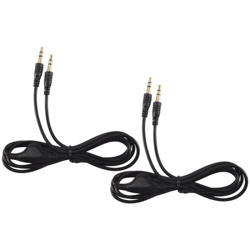 2Pcs 3.5mm M/M Stereo Headphone Audio Extension Cable Cord With Volume Control Black 1