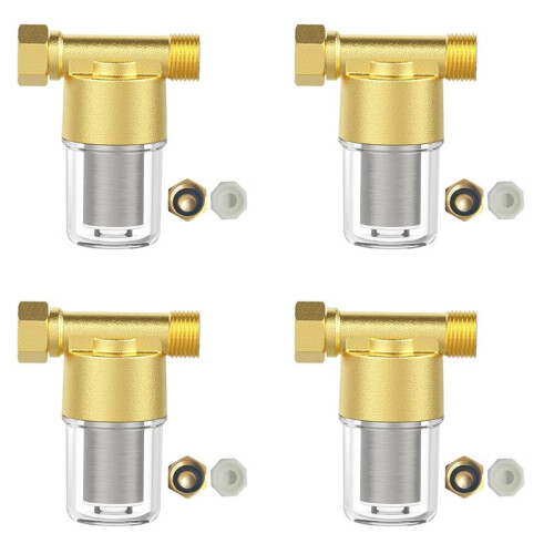 4X Messing Sedimentfilter, Herbruikbaar Sedimentwaterfilter, Inline Wasmachinefilter voor Wasmachine, Douche, Tuinslang