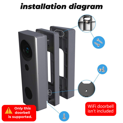 Support de Sonnette à Angle RéGlable pour Sonnette VidéO Ring Support de Sonnette Domestique RéGlable (Haut et Bas) 1