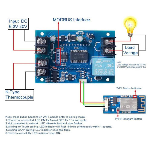 2X 12V  Digital Temperature Controller, WiFi APP Control High Temperature Control Module -99 Celsius-999 Celsius 24V 2