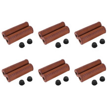 6 Pair Vintage Leather Bicycle Grips Grips Trekking Handlebars Cover Colour: Brown