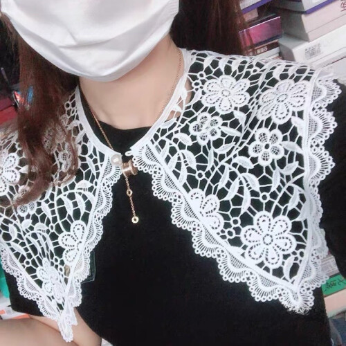 (Black)Womens Versatile Lace Shoulder Neck Accessory With Embellished Floral Pattern 1