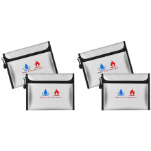 4-Pack Fireproof and Waterproof Document Bag - 9 Inch X 7 Inch Large Safe Bag for Documents, Cash, Files with Zipper
