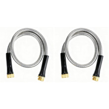 2X Short Garden Hose 3ft X 5/8 Inch,Metal Garden Hose for Hose Reel Faucet,Stainless Steel Metal Leader Hose