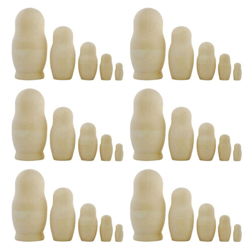 6X OmåLade Ryska Häckande Dockor DIY Tomma Häckande Dockor Oavslutade Häckdockor Matryoshka Häckande Dockor för Barn