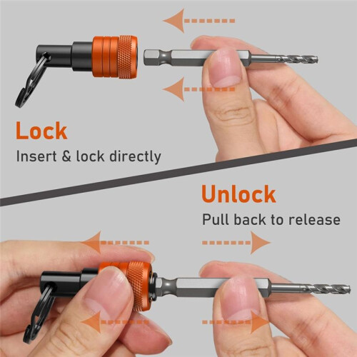 Bit Holder Key Chain 6pcs, 1/4 Inch Hex Shank Bit Holders, Impact Bits Holder for Screwdriver & Drill Bits 1