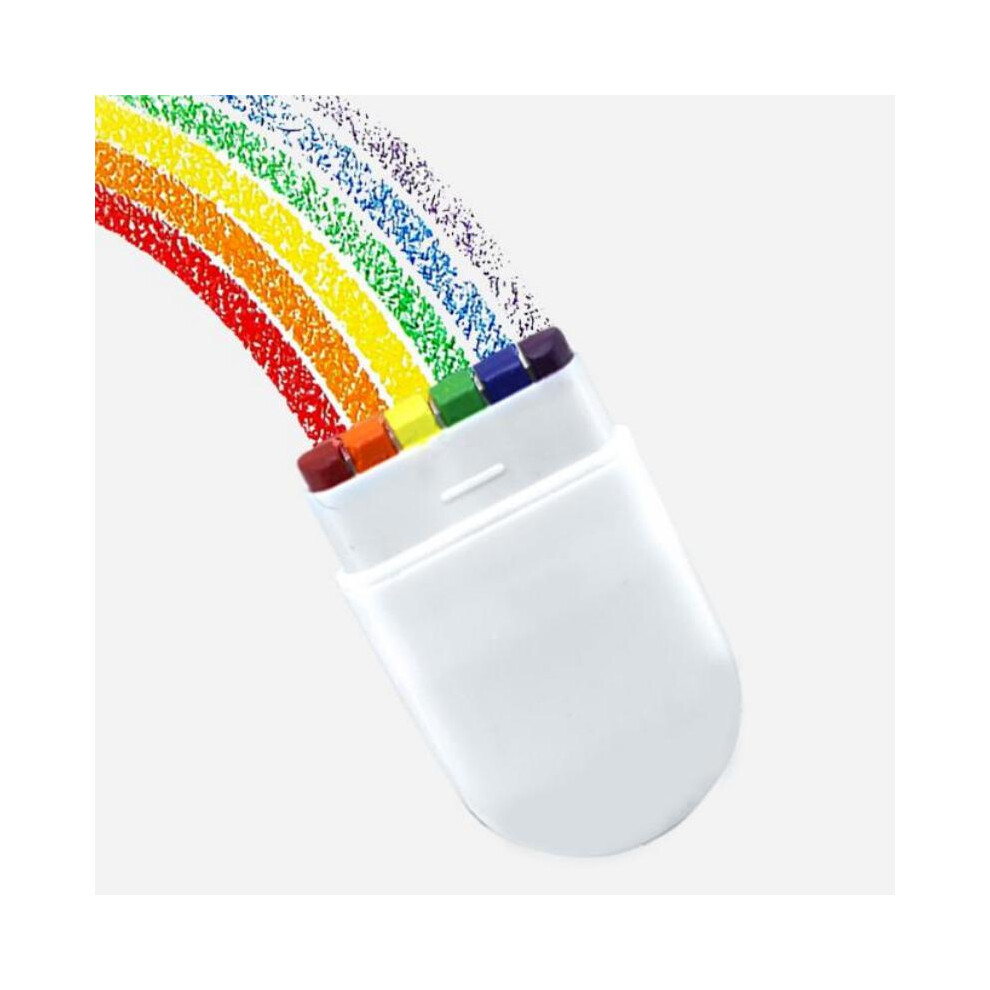 (White) 6 Colour Rainbow Portable Washable Body Face Crayons, Non-Toxic Skin Safe for Festival Party DIY Cosplay Makeup
