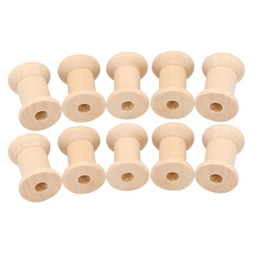 30Pcs Wooden Empty Thread Spools Natural Color 29mm X23mm 2