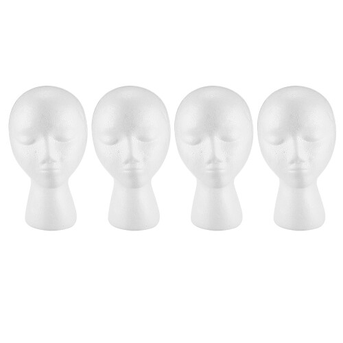 4X  Foam Mannequin Wig  Display Hat Cap Wig Holder White Foam
