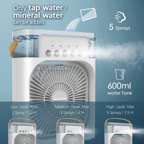 Portable  Fan - PZCC - Mobile - 1/2/3 hour Timer - 3 Speeds - Humidifier 2