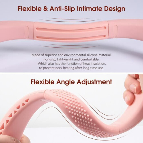 Mini USB-ventilator, draagbare oplaadbare nekventilator, stil en met instelbare snelheid - Roze 1
