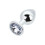 Toosh Silver Metal Butt Plug Medium Clear Stone 1